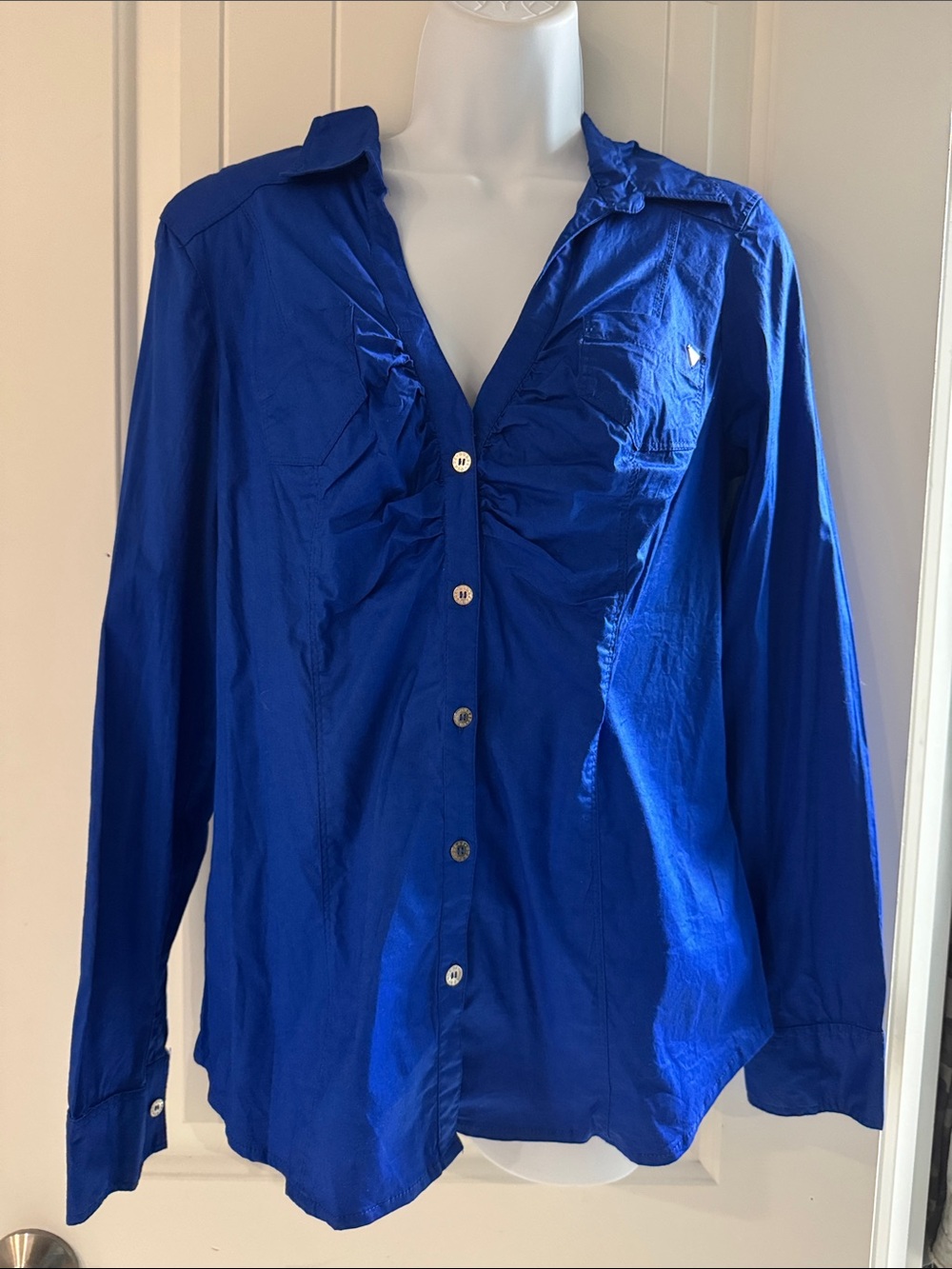 Royal Blue Women's Button-Up Blouse